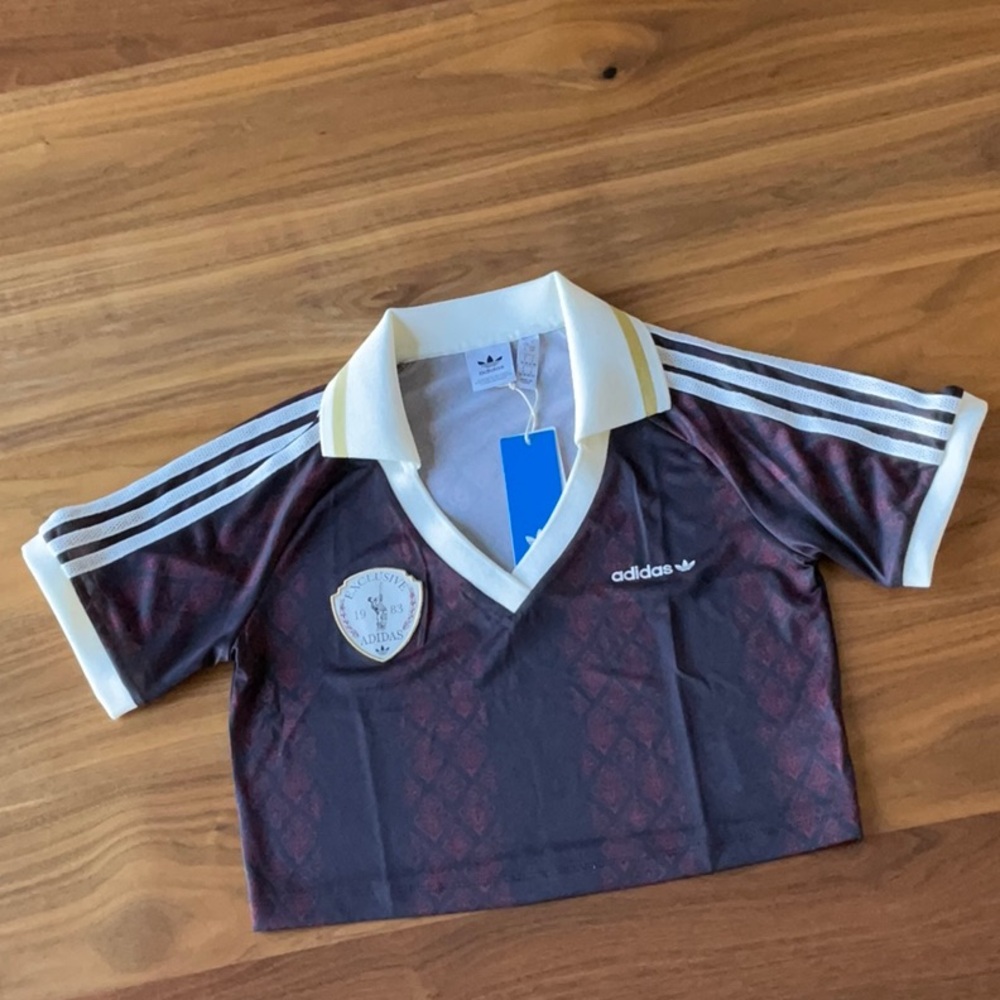 Adidas women's Maroon and White Shirt